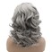 Lace Front Synthetic Wig Wavy Medium Length 16inch Dark Root Gray Ombre Wig Heavy Density Heat Resistant Realistic Wigs