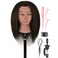 100% Real Human Hair Mannequin Head Manikin Manican Training Doll Head with Stand for Hairdresser Practice Braiding Styling Bleaching Dyeing Curling Cutting Natural Black