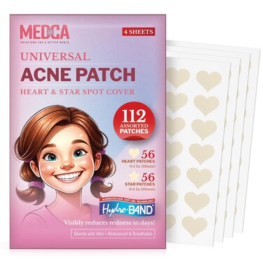 Acne Patches for Face - Hydrocolloid Bandages (112 Count) Pimple Patches for Face in Hearts &amp; Stars, Acne Spot Treatment Care for Face &amp; Skin Spot Patch Conceals Zits, Acne and Blackheads