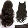 SARLA Invisible Wire Hair Extensions with 3 Clips Long Synthetic Wavy Curly Hairpiece Adjustable Transparent Headband for Women 18 Inch Black Brown
