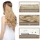 SARLA Hair Extensions Invisible Wire Dirty Blonde Highlight Wavy Curly Synthetic Hairpieces Balayage for Women Long 18 Inch Adjustable Headband No Clip