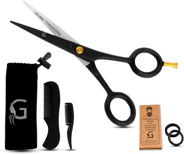 5&rdquo; Professional Beard Mustache Scissors with 1 Beard Comb, 1 Mustache Comb - Prefect Beard Trimming Scissors for All Facial Hair Scissors &ndash; Grooming Scissors