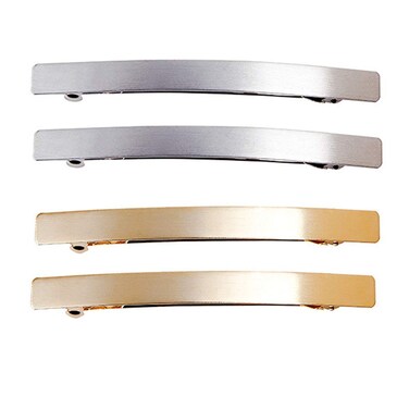 4Pcs 4" Metal Hair Clip Metal Hair Pins French Styles Hair Barrettes Spring Hair Clips Hair Accessories for Girls Women Ladies, Gold and Silver Each 2Pcs