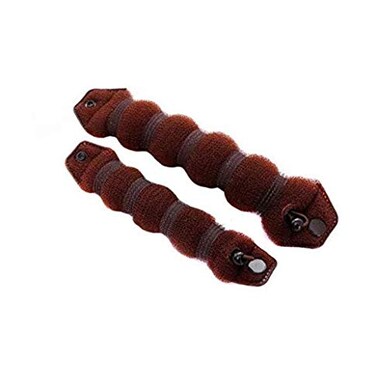 Set of 2 Brown Magic Hair Styling Styler Hot Hair Donut Bun Ring Styler Maker for Women Lady Girls (1 large+1 small)