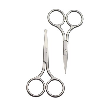 Eyebrow and Nose Hair Scissors, 3.5&rdquo; Stainless Steel Professional Facial Hair Beard Eyelashes Ear Hairs and Moustache Scissors Trimmer 2 Pieces