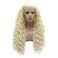 Lushy Curly Long 26inch Light Blond White Mix Wig Heavy Density Realistic Synthetic Lace Front Wig