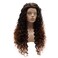 Lushy Kinky Curly Long 26inch Dark Root Auburn Ombre Wig Heavy Density Realistic Synthetic Lace Front Wig