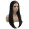 Lushy Straight Long 24inch Silky Black Wig Heat Friendly Heavy Density Realistic Synthetic Lace Front Wig