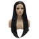Lushy Straight Long 24inch Silky Black Wig Heat Friendly Heavy Density Realistic Synthetic Lace Front Wig