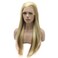 Lushy Straight Long 24inch Silk Three Tone Auburn Blonde Mix Heat Friendly Heavy Density Synthetic Lace Front Wig