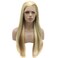 Lushy Straight Long 24inch Silk Three Tone Auburn Blonde Mix Heat Friendly Heavy Density Synthetic Lace Front Wig