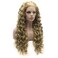 Lushy Hair Long Kinky Curly Ash Blond Wig Half Hand Tied Heat Friendly Synthetic Lace Front Wig
