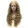 Lushy Hair Long Kinky Curly Ash Blond Wig Half Hand Tied Heat Friendly Synthetic Lace Front Wig