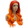 Lushy Wavy Long Two Tone Orange Ombre Wig Full Density Half Hand Tied Heat Friendly Synthetic Lace Front Wig