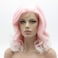 Lushy Medium Length Wavy Pink Root White Ombre Wig Full Density Half Hand Tied Heat Friendly Synthetic Lace Front Wig