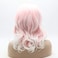 Lushy Medium Length Wavy Pink Root White Ombre Wig Full Density Half Hand Tied Heat Friendly Synthetic Lace Front Wig