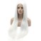 Lushy Straight Super Long White Wig Half Hand Tied Heat Resistant Heavy Density Synthetic Lace Front Wig