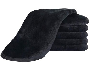 VIVOTE Microfiber Face Cloths Reusable Makeup Remover Cloth Ultra Soft Washcloths for Women Facial Cloths 12inch x 12inch(6 Pack,Black）