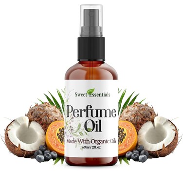 Sweet Essentials HAWAIIAN COCONUT (Tropical Scent), Fragrance - Perfume Oil, Made with Organic Oils, 2oz, Spray on Perfume Hair &amp; Body Oil - Alcohol, Silicone &amp; Preservative Free