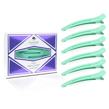 Vellen Hair Clips 6 Pack for Sectioning and Styling, Hair Clip for professional styling, Non Slip Hair Clips with Silicone Band, Large Rubber Hair Styling Clips for Women (Mint)