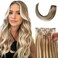 Clip in Hair Extensions Real Human Hair,Remy Hair Extensions Clip ins for Women, Seamless Clip ins 18Inch 100g 7PCS Dark Blonde and Platinum Blonde Highlighted Straight for Women