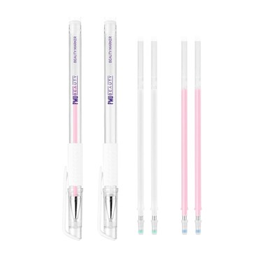 2 Pack Beauty Marker Eyebrow Mapping Pen microblading Marker Pen Skin Marker Pen Eyebrow Permanent Makeup Position Mapping Mark Tools for Eyebrow Lip Liners Skin (White + Pink)