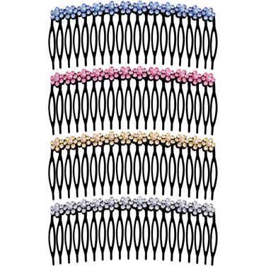 Metal Side Hair Comb with Rhinestone and Pearls for French Twist Bangs Hair Pin Clips Hair Accessories Decorative Comb for Women Kids Girls 4pcs