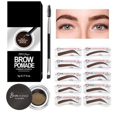 Eyebrow Stamp Stencil Kit Eyebrow Pomade Waterproof Eye Brow Stamping Kit Brow Stamp Trio Kit 10 Eyebrow Stencils With Dual Ended Brow Brush Perfect Natural Brow Pomade Brow Eyebrow Kit Blonde