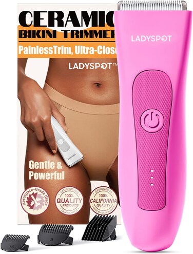 LADYSPOT&trade; Electric Razors for Women, Shaving and Grooming Sets with 3 Gurad and Replaceable Ceramic Blade Heads, Bikini Trimmer Women Pubic Hair Trimmer, No Nick, No Cut, No Razor Burn-(Rose Red)