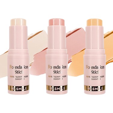 3 Count Matte Foundation Stick Makeup, Medium Coverage Buildable, Versatile Use Cream Concealer Stick, Contour &amp; Highlight Bronzer Stick, Cruelty-Free &amp; Vegan