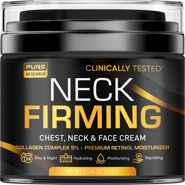 Neck Firming Cream - Anti Wrinkle Cream - Saggy Neck Tightener &amp; Double Chin Reducer Cream - Collagen &amp; Retinol Skin Tightening Cream - Anti Aging Moisturizer for Neck &amp; D&eacute;collet&eacute; 3.4oz