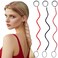 3 Packs Ponytail Holders Hair Ties for Women, Spiral Pony Tails Elastic Braided Hair Holders for Gym Swimming Sports (black+red+red&amp;grey, 16")
