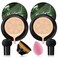 2PCS Mushroom Head Air Cushion CC Cream, Moisturizing Lasting Oil Control BB Cream for All Skin Types, Full Coverage Concealer Liquid Foundation Face Makeup Set with Foundation Brush &amp; Makeup Sponge A