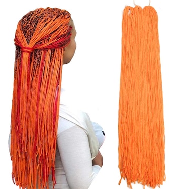 Long Micro 3X Pre-Looped Synthetic Zizi Braids 10 Packs/Lot 28 Inch 50g/Pack Color Thin Small Box Braid Crochet Hair Twist Fiber Hair Micro Zizi box Braiding Hair Extension(Orange)