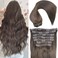 Real Human Remy Hair Lace Clip In Hair Extensions 16inch Finsih at 16.5inch 100g 7pcs Color #2 Dark Brown Double Wefted Thick Ends Silky Soft Long Lifespan Tangle Free Human Hair Extensions