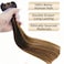 Real Human Hair Lace Clip In Hair Extensions Thick ends 20inch 120g Ombre Piano Color Dark Brown Roots/Chestnut Blonde Highlights Balayage Double Wefted Silky Soft Human Hair Extensions