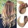 Munx 14 Short Inch Clip in Human Hair Extensions Ombre Blonde Double Weft Clip on 100% Real Hair Extension Thicken Straight Brazilian Human Hair Extension Clip ins 120G 7pics for White and Black Women