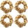 4 Pack Gold or Silver Metallic Leather Hair Scrunchies Hair Ties Hair Eleastic Bands Scrunchy Hair Ties Ropes Ponytail Holders Wrist Bands for Girls School,Dance,Stage (Gold)