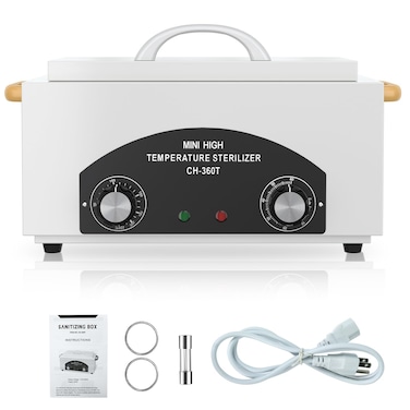 High Temperature Metal Tool Cleaner Machine, 2L Dry Heat Cleaning Box with Temperature &amp; Time Setting, Cleaning Cabinet with Handle, for Beauty Salon, Barber Shop, Lab, Dental Clinic, Home, Restaurant
