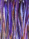Feather Hair Extension &ndash; Dark Purple and Natural Brown Feathers, all bonded together, ranging from 4 to 7 inches in length, with a total of five authentic feathers