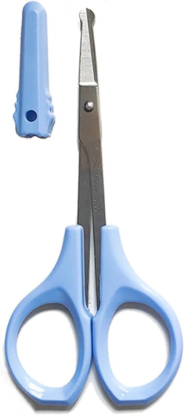 SHINING CROWN 4 Inches Premium Nose Hair Safety Scissors, Safety Blades with Rounded Tip for Trimming Kid's Nails, Facial Hair, Ear Hair, Eyebrow