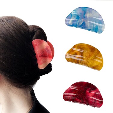 3.1inch Hair Clips for Thin Thick Hair, Bling Hair Claw Clips Acrylic Hair Catch Barrettes Hair Accessories for Women Girls Ladies Strong Hold Jaw Clips Hair Clamp (4 Pcs)