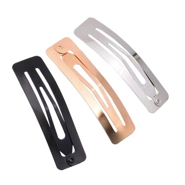 30Pcs No Slip Metal Snap Hair Clips Grips Hair Barrettes Rectangle BB Clips for Girls Women Hair Accessories, 60mm (Silver, Black and Rose Gold)