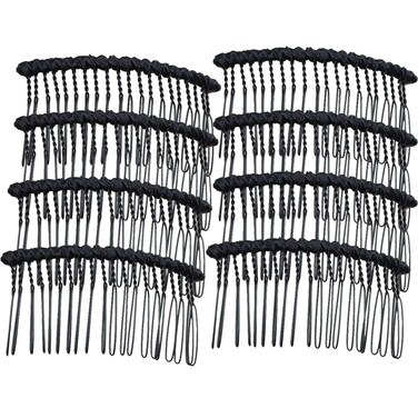 8Pcs 20 Teeth Metal Hair Clip Combs Simple Wire Twist Hair Combs DIY Side Comb Bridal Wedding Veil Combs Hair Accessories for Women and Girls DIY Craft, Black