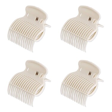 4 Pieces Hot Roller Clips Plastic Hair Curler Claw Clips Plastic Hair Rollers Replacement Roller Clips for Women Girls Hair Section Styling(White)