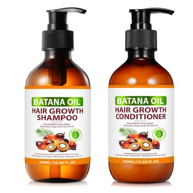 Batana Oil Shampoo and Conditioner for Hair Growth, Anti-Thinning &amp; Deep Moisturizing Cleanses and Helps Strengthen Weak and Brittle Hair for Women Men