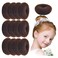 Hair Donut Bun Maker Ring Style, 12PCS Chignon Shaper for Short and Thin Hair (3.14 Inch/Brown)