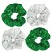 4 Pack Glitter Sequins Christmas Hair Scrunchies Fabric White and Green Ponytail Holder Elastic Hair Ties Hair Bands Hair Accessories for Women and Girls Dance,Bachelorette Weekend,School