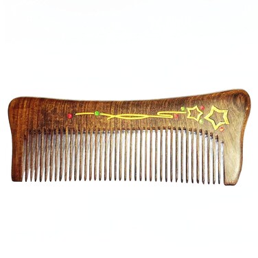 Sandalwood Wooden Hair Comb Handmade Wooden Comb Sandalwood Anti-Static Hair Comb Fine Tooth Hair Combs For women and kids Beard Comb Good Gift(Star)