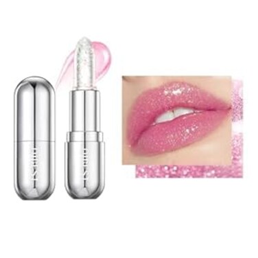 Glimmer Balm, pH Lip Balm, Magic Color Changing pH Lipstick, Moisturizing Tinted Lip Balm, Lip Glowy Balm, PH Reacting Lip Balm, Hydrates &amp; Plumps, Pink Shimmer Lipstick Glimmer Lip Balm(#02)